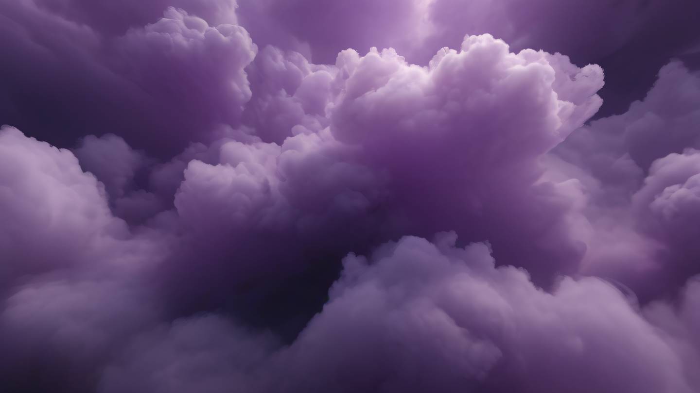 Abstract cloud formations with fluid shapes featuring black and amethyst colors swirling together captured from bird's eye perspective high-quality ultra-realistic cinematic 8K UHD high resolution sharp and detail