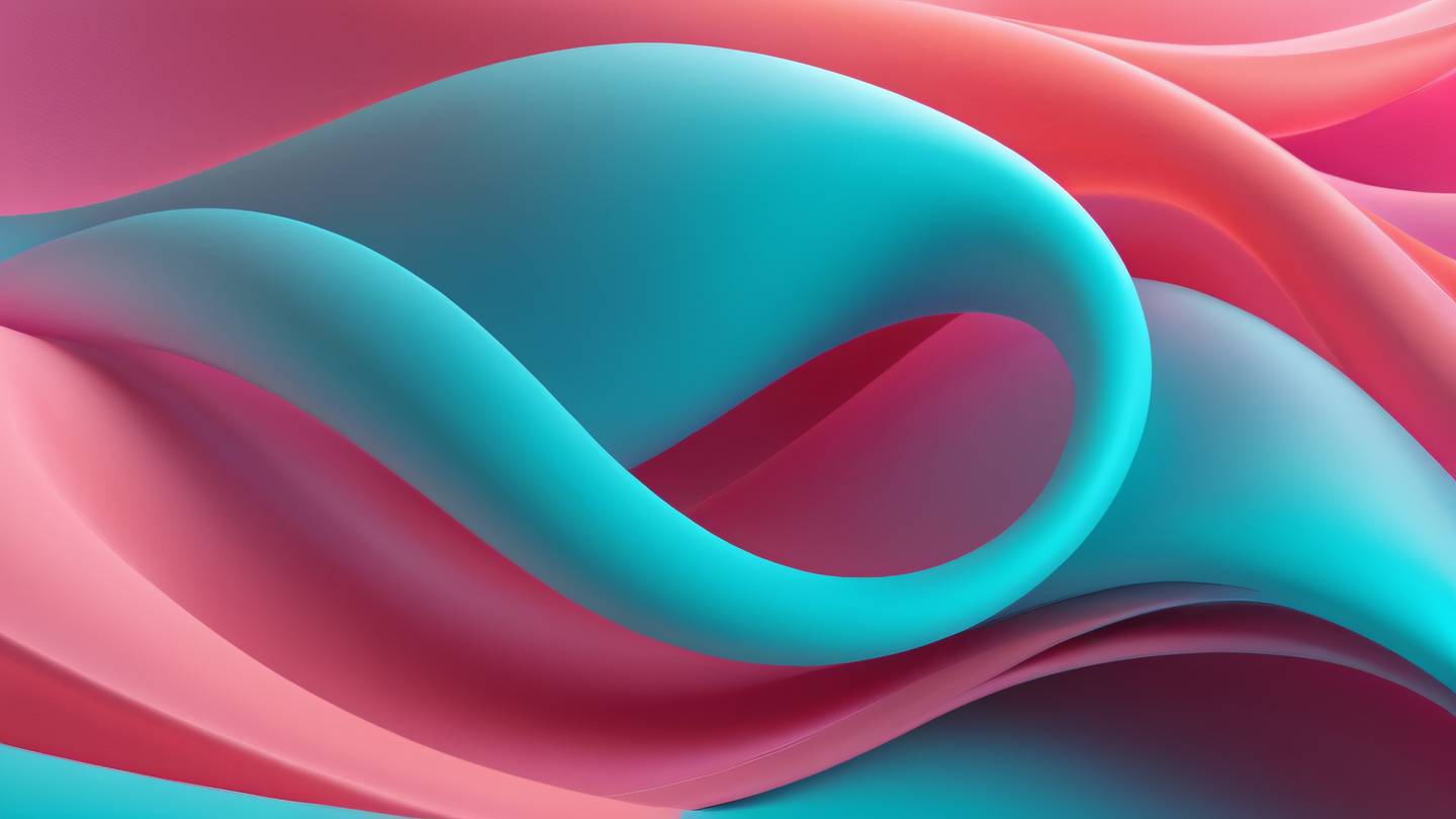Abstract flowing curves and waves representing digital transformation with vibrant pink and coral gradients blending into bright turquoise ultra-realistic cinematic 8K UHD high resolution sharp and detail
