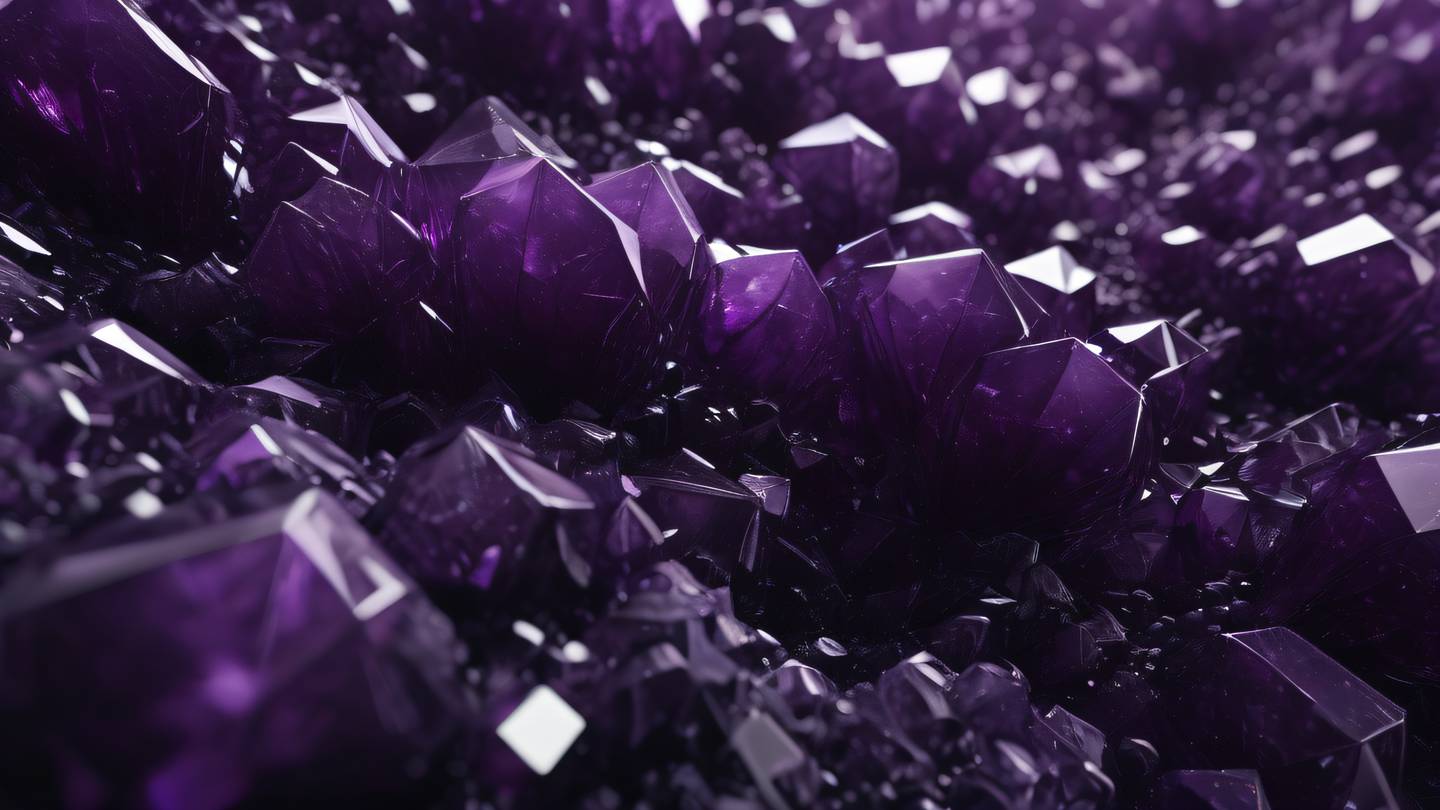 Elegant crystalline structure resembling data flow patterns with amethyst and black colors blending in geometric formations photographed from a dutch angle perspective high-quality ultra-realistic cinematic 8K UHD high resolution sharp and detail