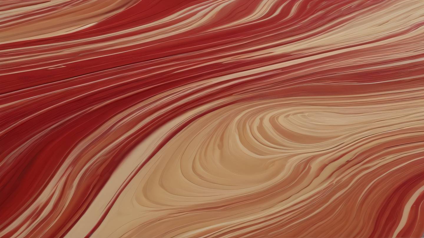 Smooth brush strokes forming a flowing river-like pattern with perfect red and ochre colors blending seamlessly captured from a side perspective high-quality ultra-realistic cinematic 8K UHD high resolution sharp and detail