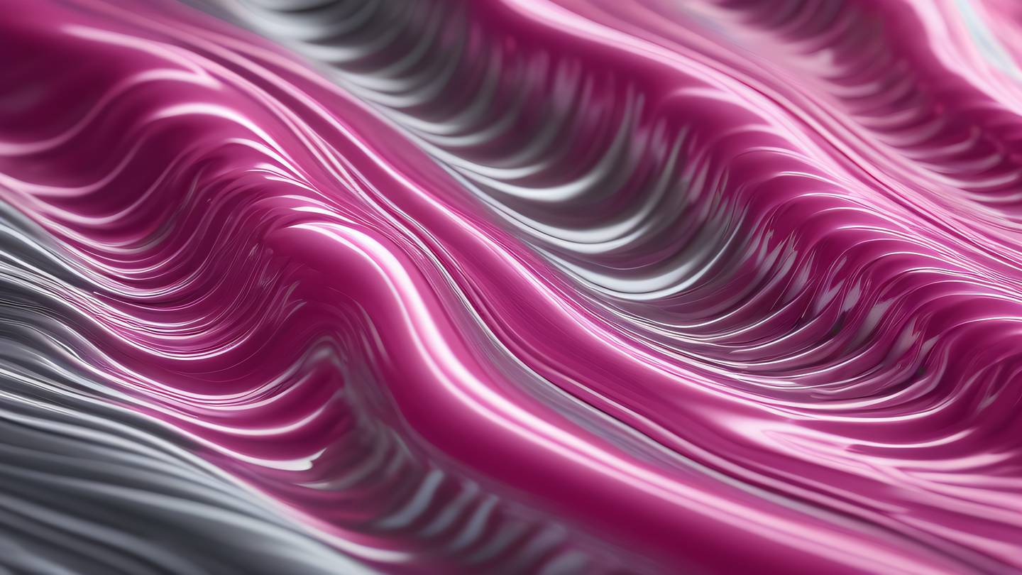 Flowing liquid metal texture in bright pink and gray colors with smooth ripples and waves creating an abstract pattern high-quality ultra-realistic cinematic 8K UHD high resolution sharp and detail
