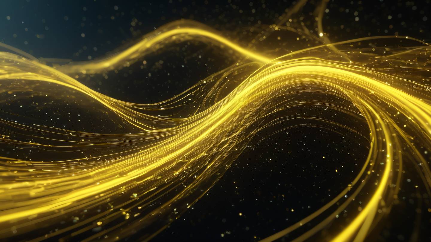 Flowing streams of bright yellow and creamy light intertwining in cosmic space representing data flow and type definitions high-quality ultra-realistic cinematic 8K UHD high resolution sharp and detail