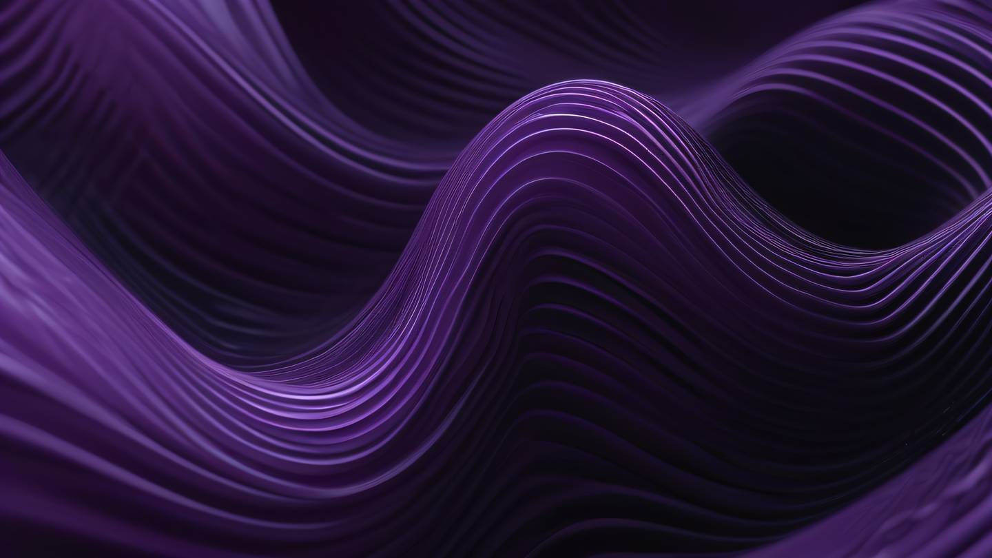 Abstract flowing patterns resembling code structures with smooth transitions between black and amethyst colors shot from a diagonal perspective featuring organic curves and geometric shapes high-quality ultra-realistic cinematic 8K UHD high resolution sharp and detail