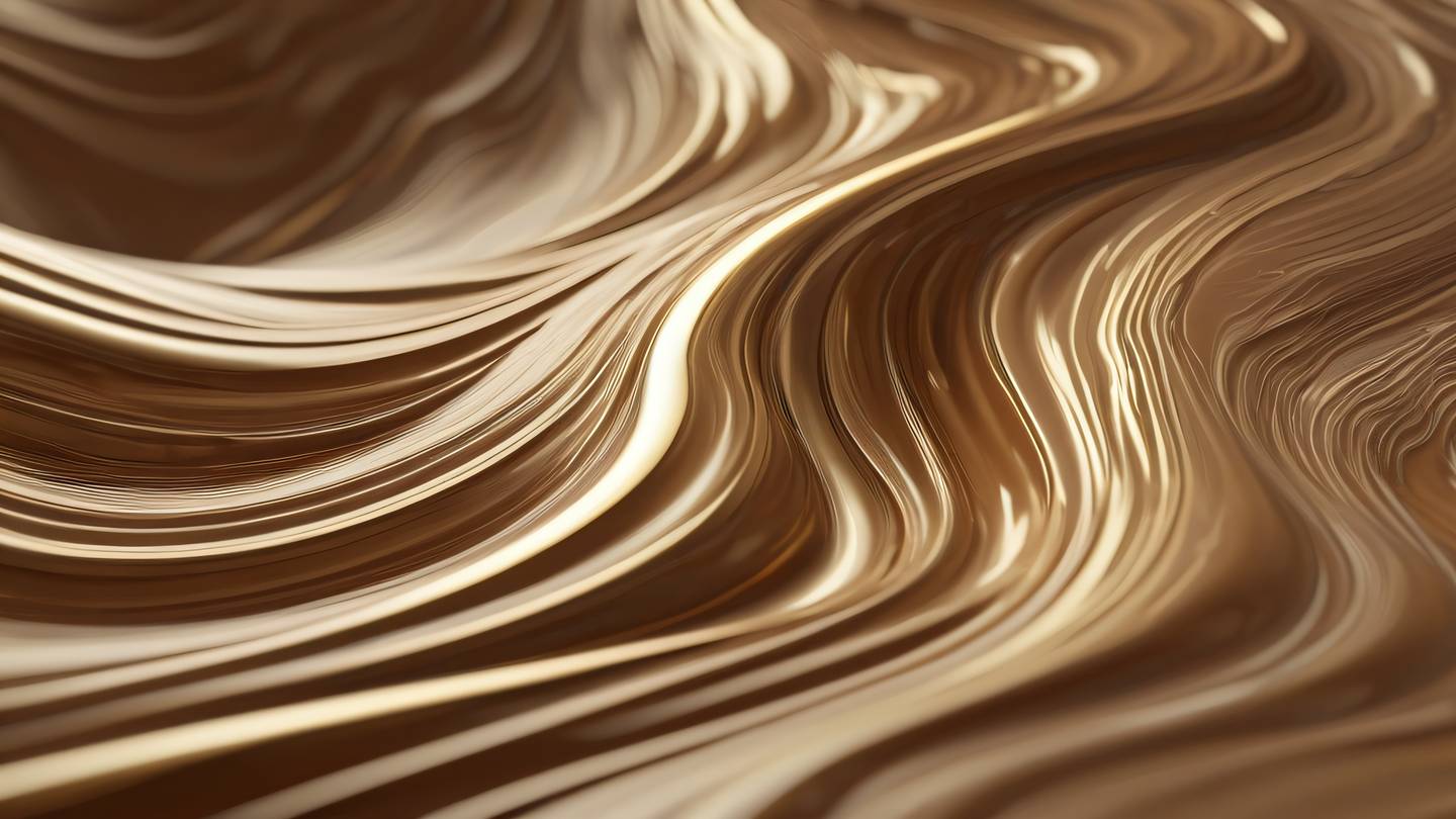 Dynamic fluid art composition showing flowing layers and ripples in motion. Contemporary brown and warm beige tones with golden accents. Captured from a macro close-up perspective. high-quality ultra-realistic cinematic 8K UHD high resolution sharp and detail