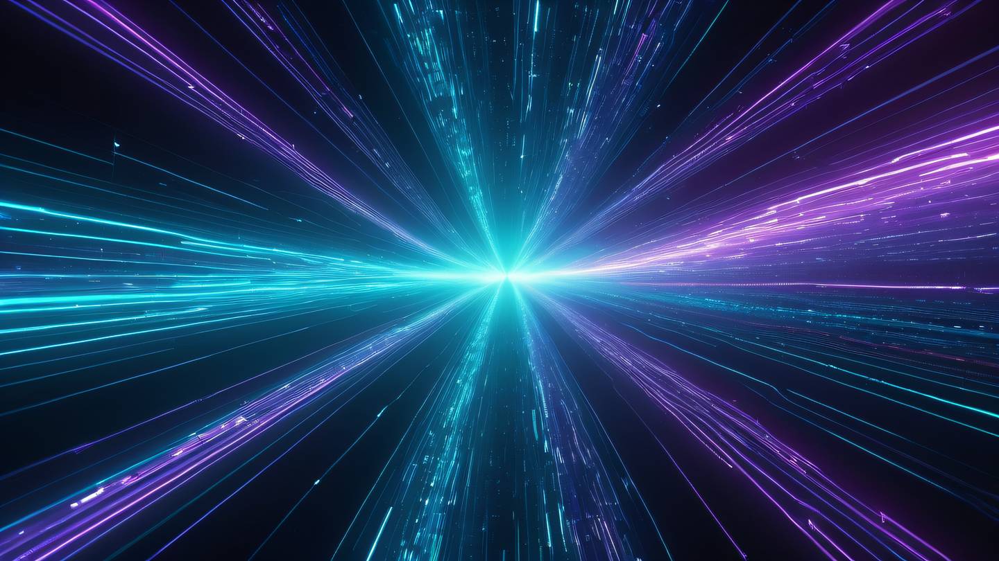 A futuristic abstract digital art showing two intertwined paths made of glowing data streams one in bright cyan and another in vibrant purple representing different database pathways ultra-realistic cinematic 8K UHD high resolution sharp and detail