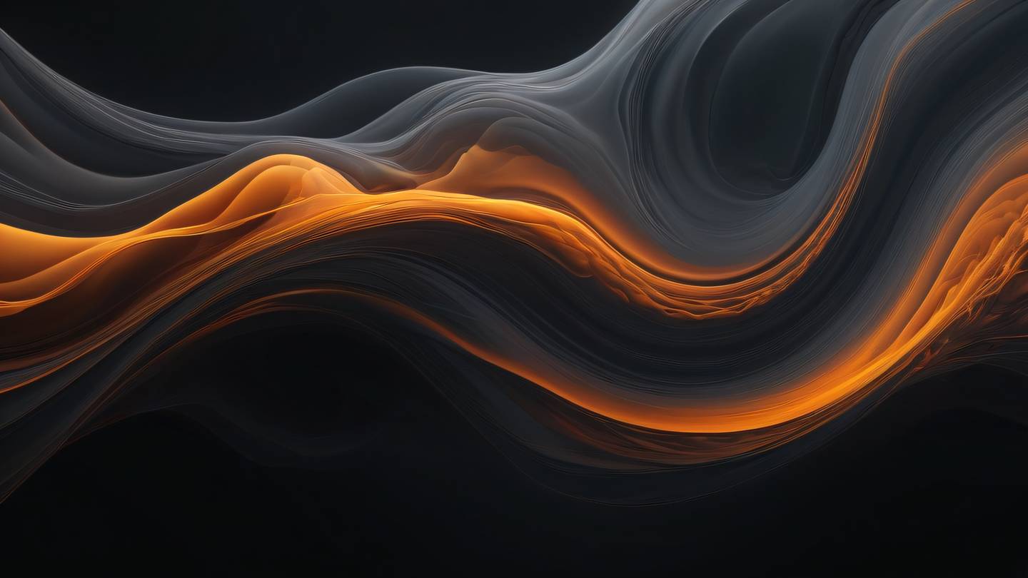 Abstract fluid art representing data flow with smooth flowing lines in october mist and orange tones against a black background diagonal camera angle high-quality ultra-realistic cinematic 8K UHD high resolution sharp and detail