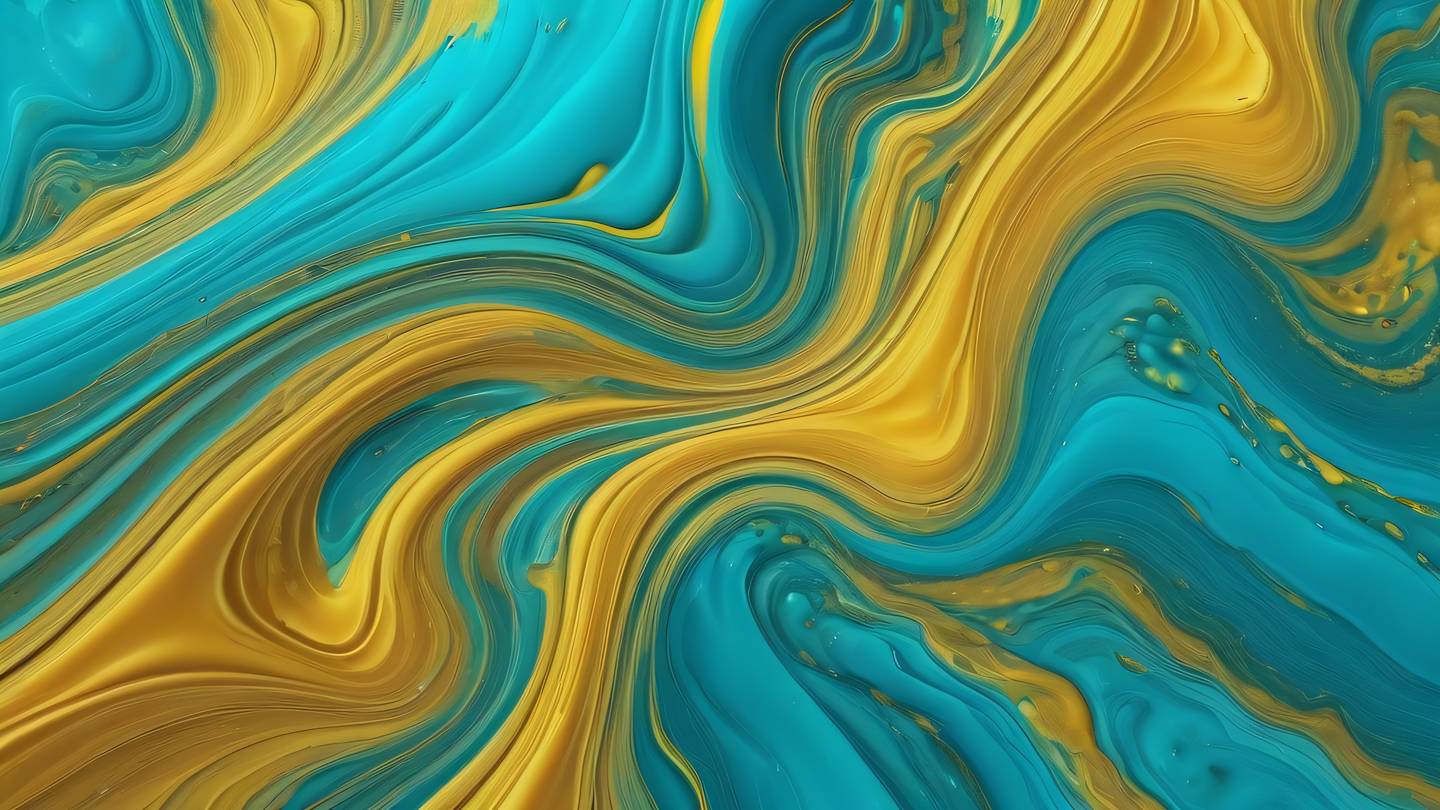 Abstract fluid art with flowing patterns in bright turquoise and golden yellow colors representing data validation and error handling shot from top-down perspective high-quality ultra-realistic cinematic 8K UHD high resolution sharp and detail