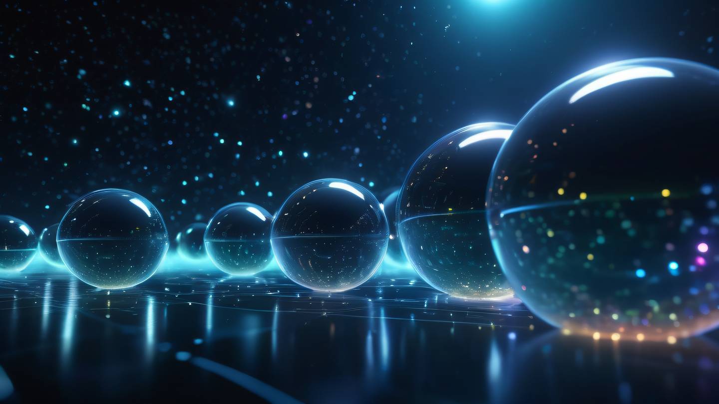 Luminous iridescent spheres connected by flowing energy streams arranged in a harmonious pattern against a deep space background representing organized data structures high-quality ultra-realistic cinematic 8K UHD high resolution sharp and detail