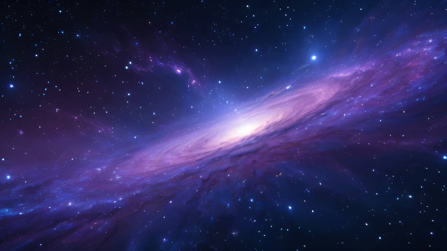 Cosmic nebula with interweaving streams of energy and data particles in vibrant indigo and violet colors with sparkling white accents high-quality ultra-realistic cinematic 8K UHD high resolution sharp and detail
