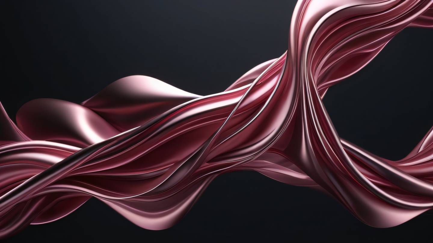 A series of interconnected geometric shapes forming a flowing pattern with bright zinc and rose colors transitioning smoothly floating against a dark background high-quality ultra-realistic cinematic 8K UHD high resolution sharp and detail
