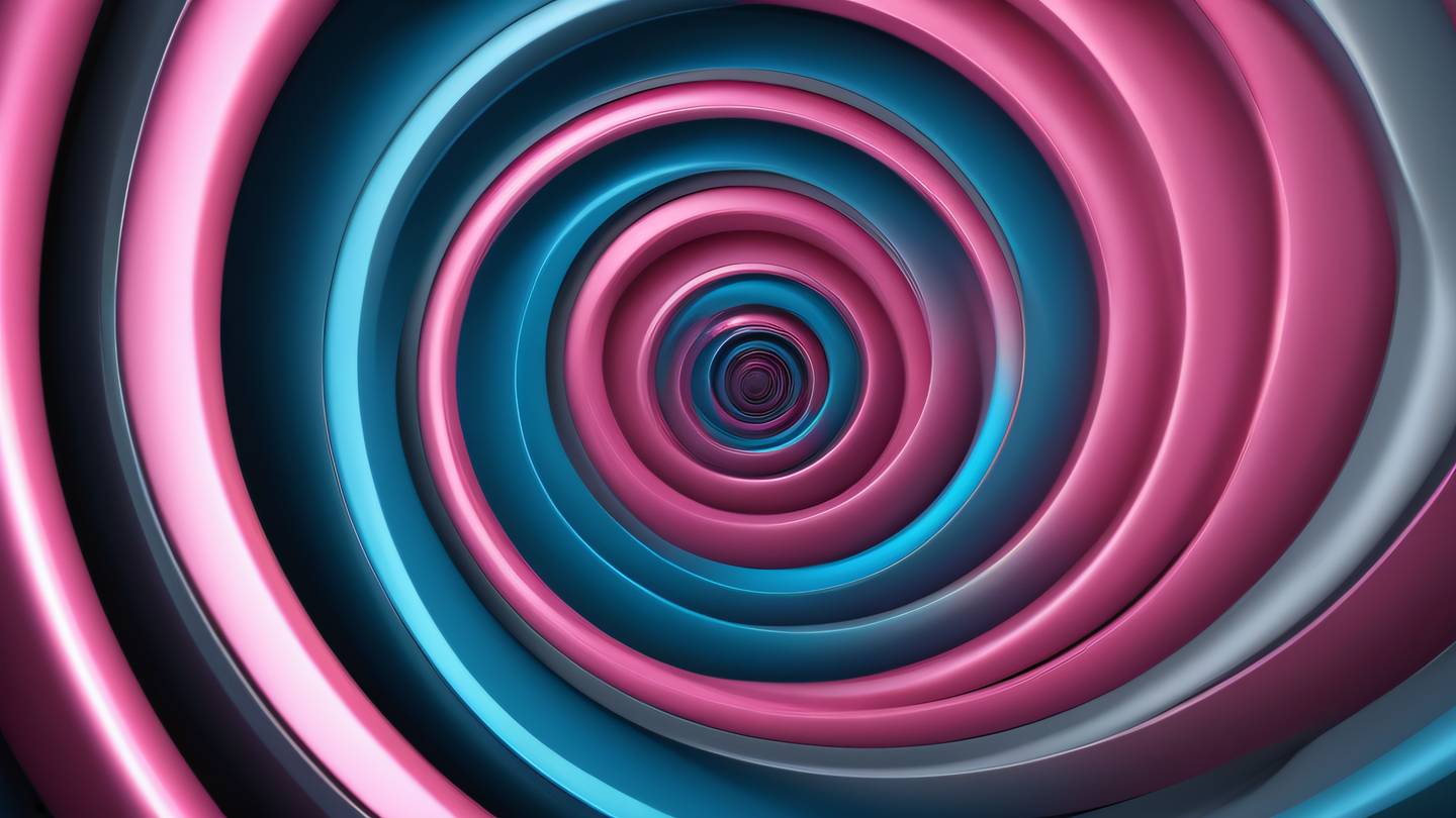 Abstract geometric shapes flowing in a spiral pattern with metallic pink and gray-blue gradients representing the concept of optimization and efficiency ultra-realistic cinematic 8K UHD high resolution sharp and detail