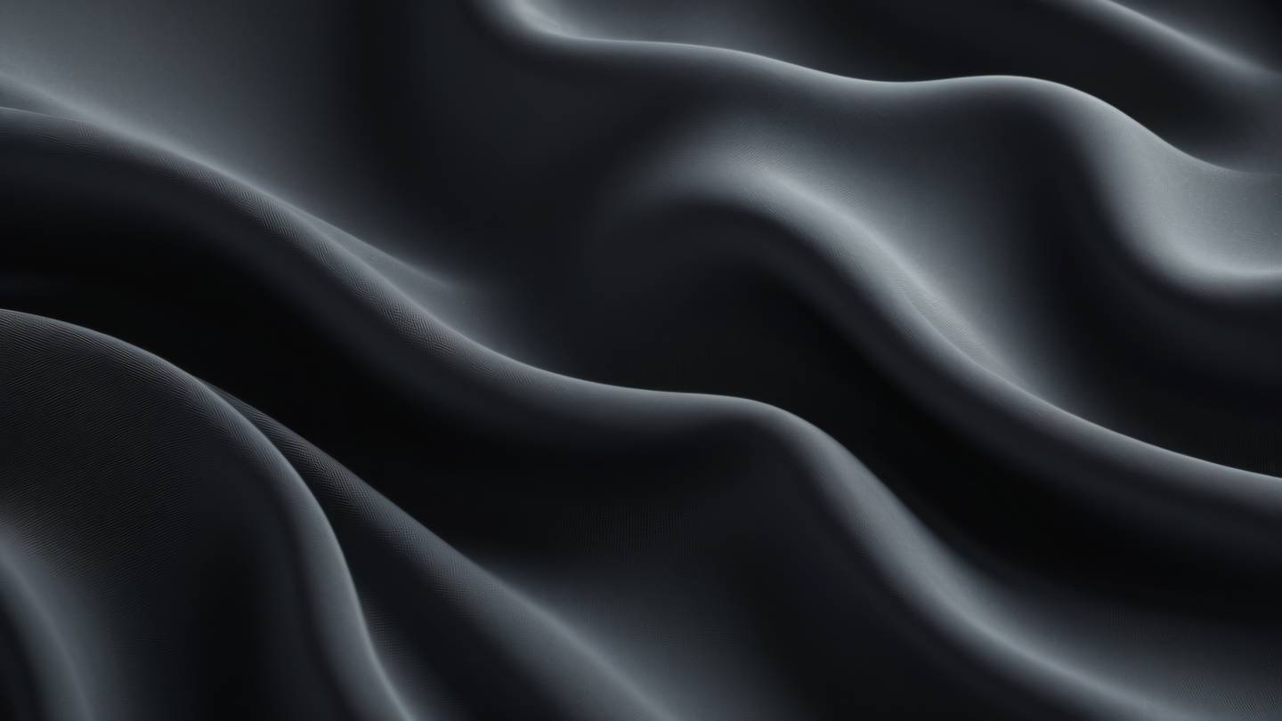 Smooth fabric texture with rippling waves in modern grey and off-black gradients creating an elegant flow pattern high-quality ultra-realistic cinematic 8K UHD high resolution sharp and detail
