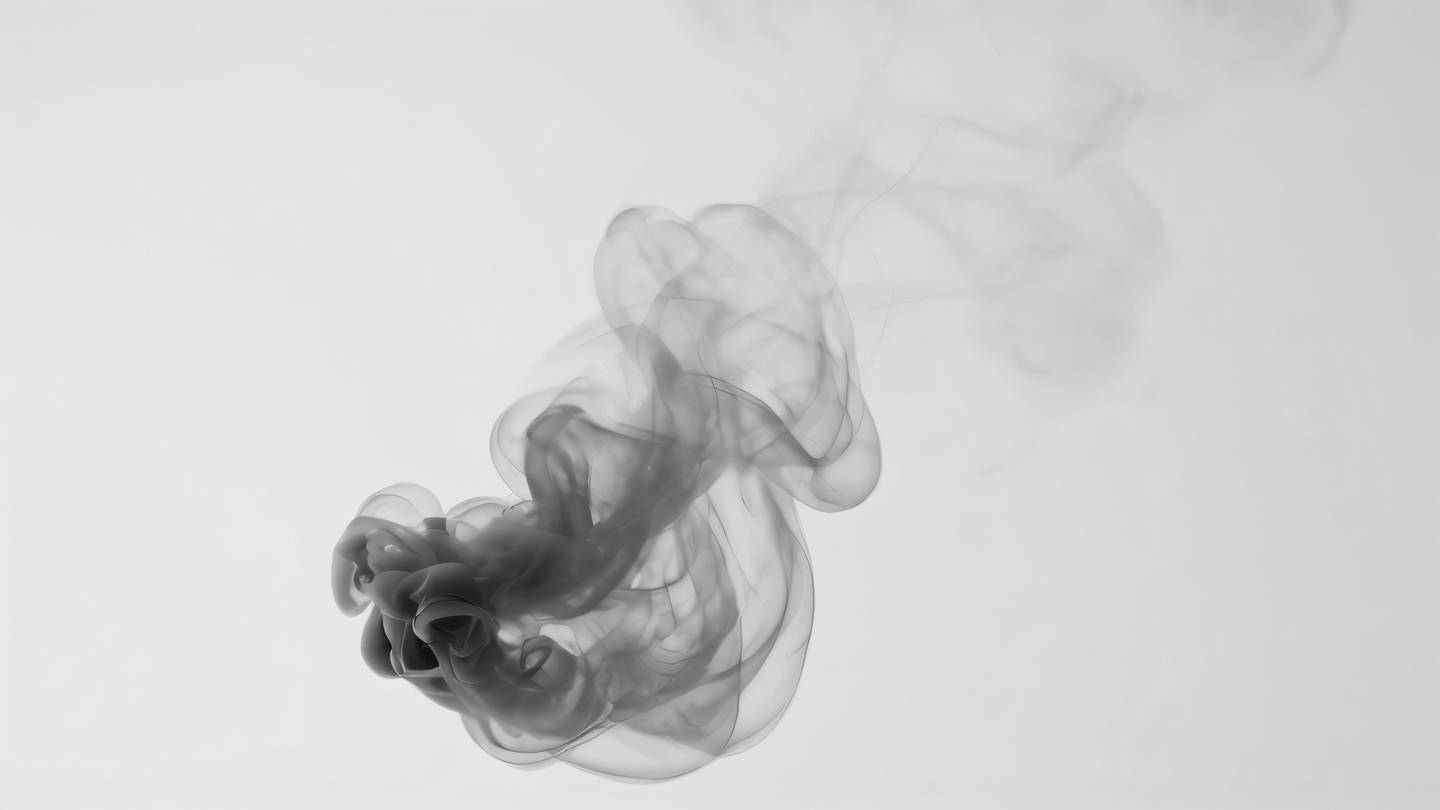 Elegant black and white patterns of wisping smoke against stark white background low angle view high-quality ultra-realistic cinematic 8K UHD high resolution sharp and detail