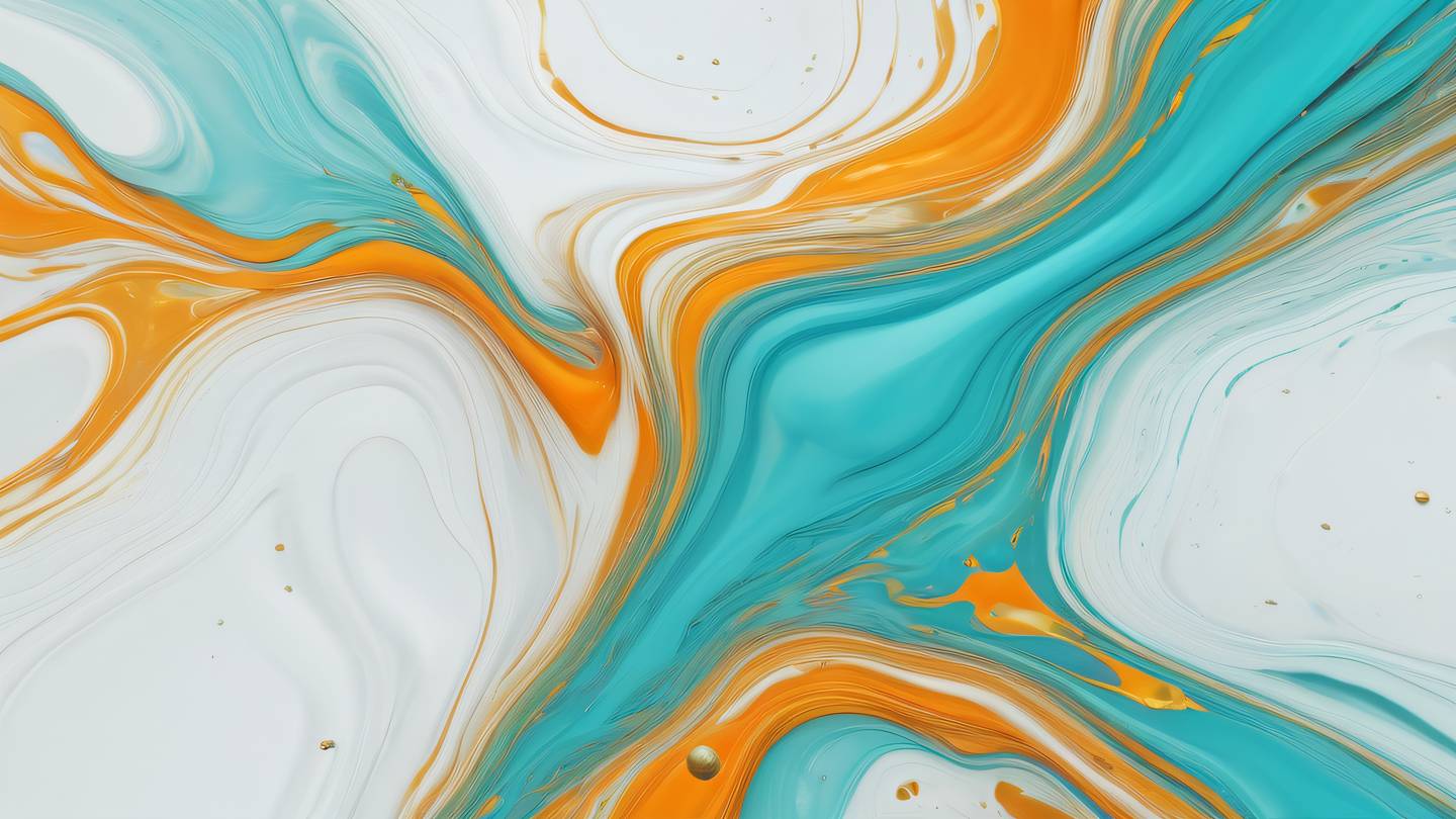 Abstract fluid art representing data flow and error handling featuring flowing streams of turquoise bright orange and gold interweaving on white background organic shapes suggesting connectivity and resilience overhead view high-quality ultra-realistic cinematic 8K UHD high resolution sharp and detail