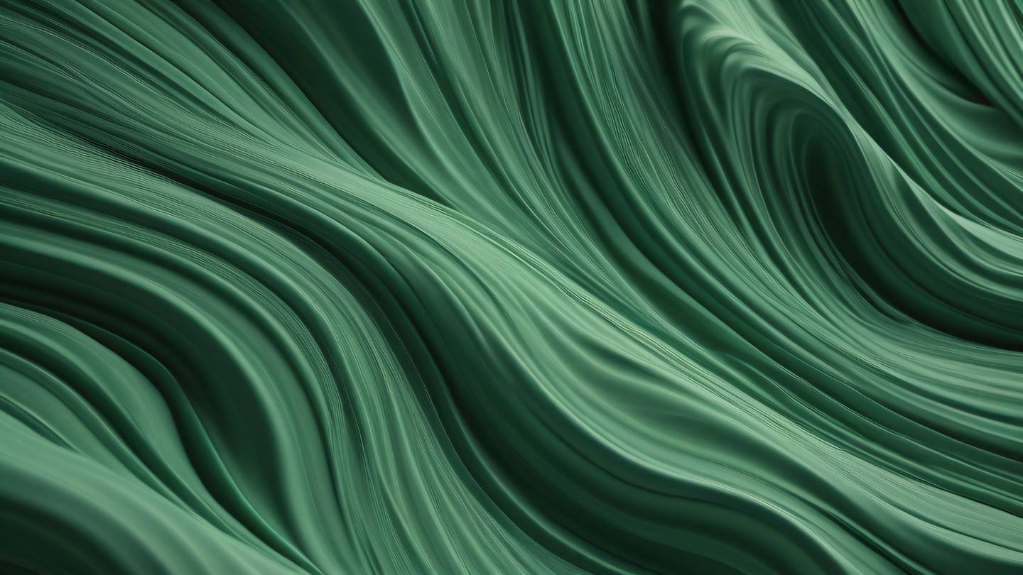 Organic flowing patterns in sage green and forest green colors intertwining like gentle waves photographed from 45-degree angle high-quality ultra-realistic cinematic 8K UHD high resolution sharp and detail