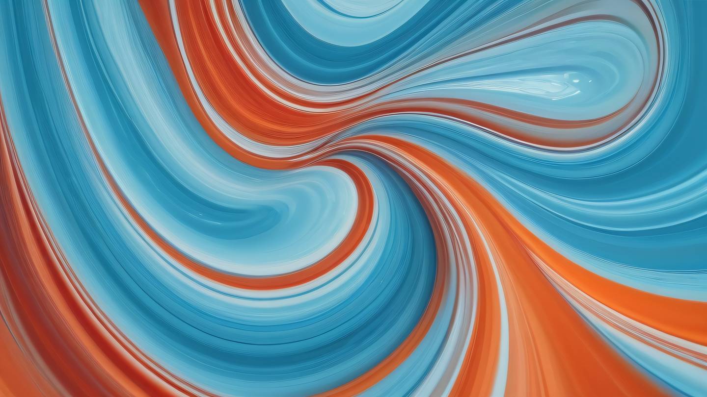 Abstract fluid motion trails with dynamic swirls and waves featuring baby blue salmon-orange and ruby red colors creating a sense of smooth transitions and flow captured from a top-down perspective high-quality ultra-realistic cinematic 8K UHD high resolution sharp and detail