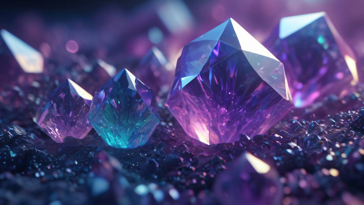 Bright iridescent crystal formations growing in geometric patterns symbolizing optimization and growth ultra-realistic cinematic 8K UHD high resolution sharp and detail