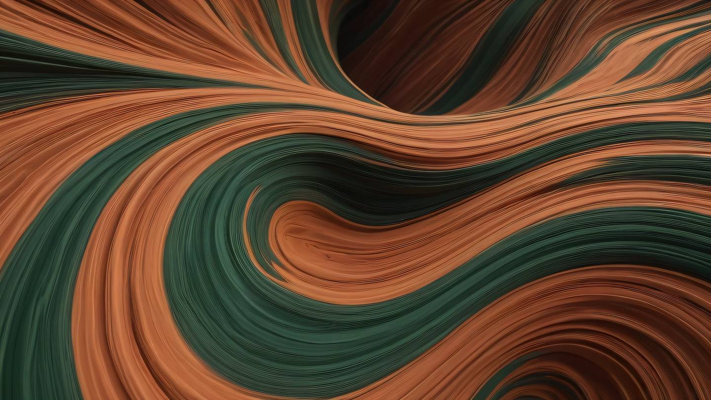 Abstract flowing pattern resembling data streams and validation checkpoints featuring Rustic terracotta and forest green colors swirling together. Captured from a 45-degree angle perspective. High-quality ultra-realistic cinematic 8K UHD high resolution sharp and detail