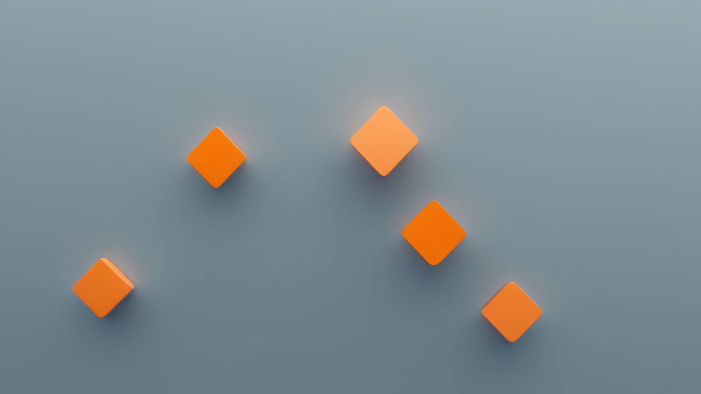 A minimalist arrangement of geometric shapes representing form fields and validation checkmarks using October mist and bright orange colors. Shot from a bird's eye view. High-quality ultra-realistic cinematic 8K UHD high resolution sharp and detail