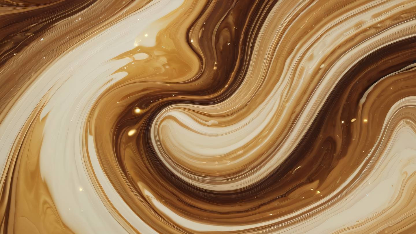 Abstract fluid art representing transformation and change featuring swirling patterns of rich brown cream and golden hues shot from top-down perspective high-quality ultra-realistic cinematic 8K UHD high resolution sharp and detail