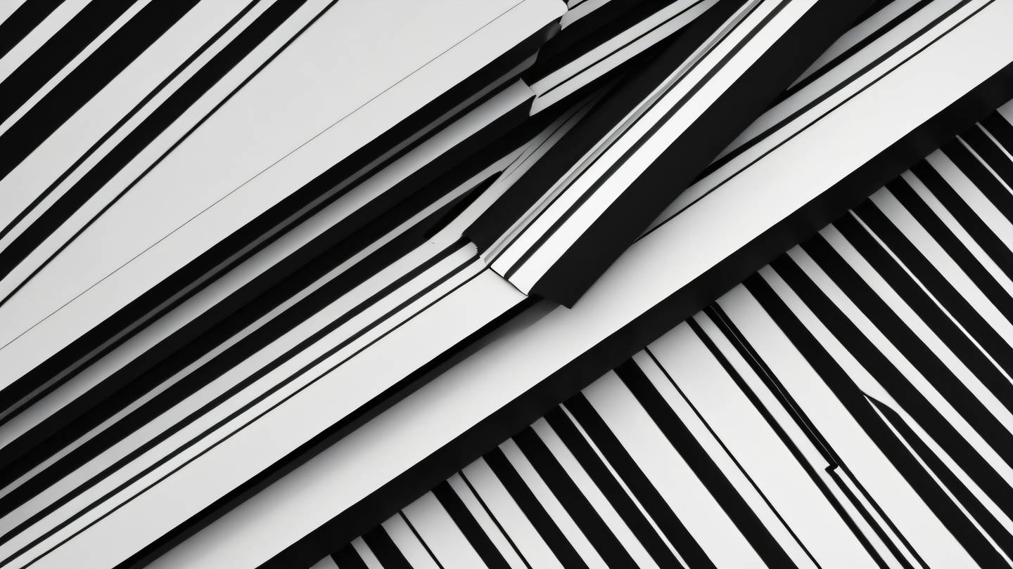 Abstract geometric patterns featuring intersecting lines and shapes in black and white tones creating a sense of depth and movement shot from a straight-on perspective high-quality ultra-realistic cinematic 8K UHD high resolution sharp and detail