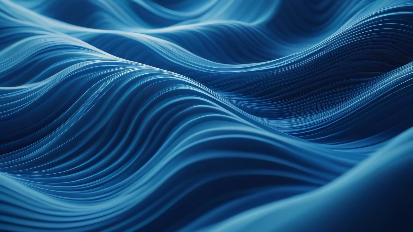Abstract flowing waves resembling data streams dominant light blue and cobalt colors creating a sense of movement and connectivity flowing from left to right shot from top-down perspective high-quality ultra-realistic cinematic 8K UHD high resolution sharp and detail
