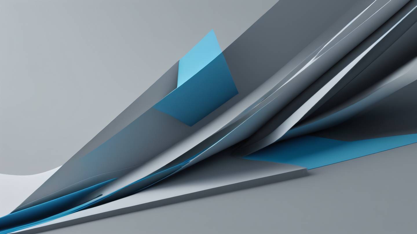 Minimal modern abstract shapes suggesting workflow and process clean minimal greys with subtle blue accents shot from straight-on perspective high-quality ultra-realistic cinematic 8K UHD high resolution sharp and detail