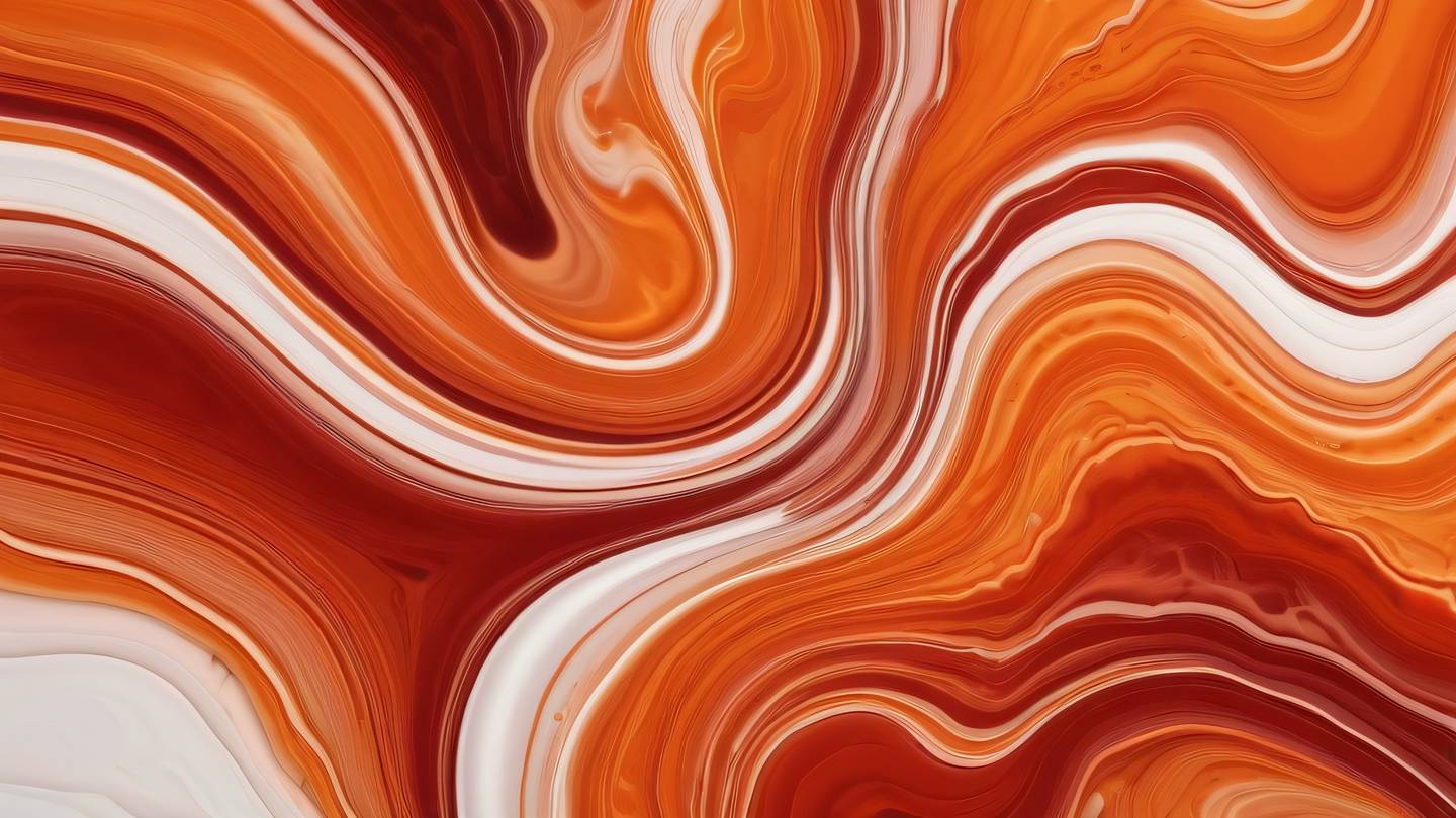 Abstract fluid art composition featuring flowing layers of bold orange transitioning into blood red with subtle white highlights. Captured from top-down perspective. Visual metaphor for design systems and customization. high-quality ultra-realistic cinematic 8K UHD high resolution sharp and detail