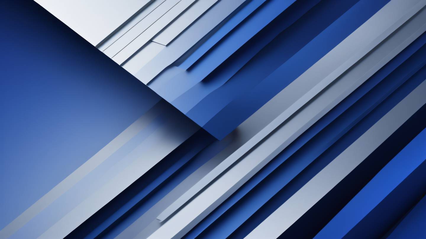 A minimalist abstract representation of cascading layers with geometric patterns bright indigo and silver gradients transitioning smoothly captured from top-down perspective high-quality ultra-realistic cinematic 8K UHD high resolution sharp and detail