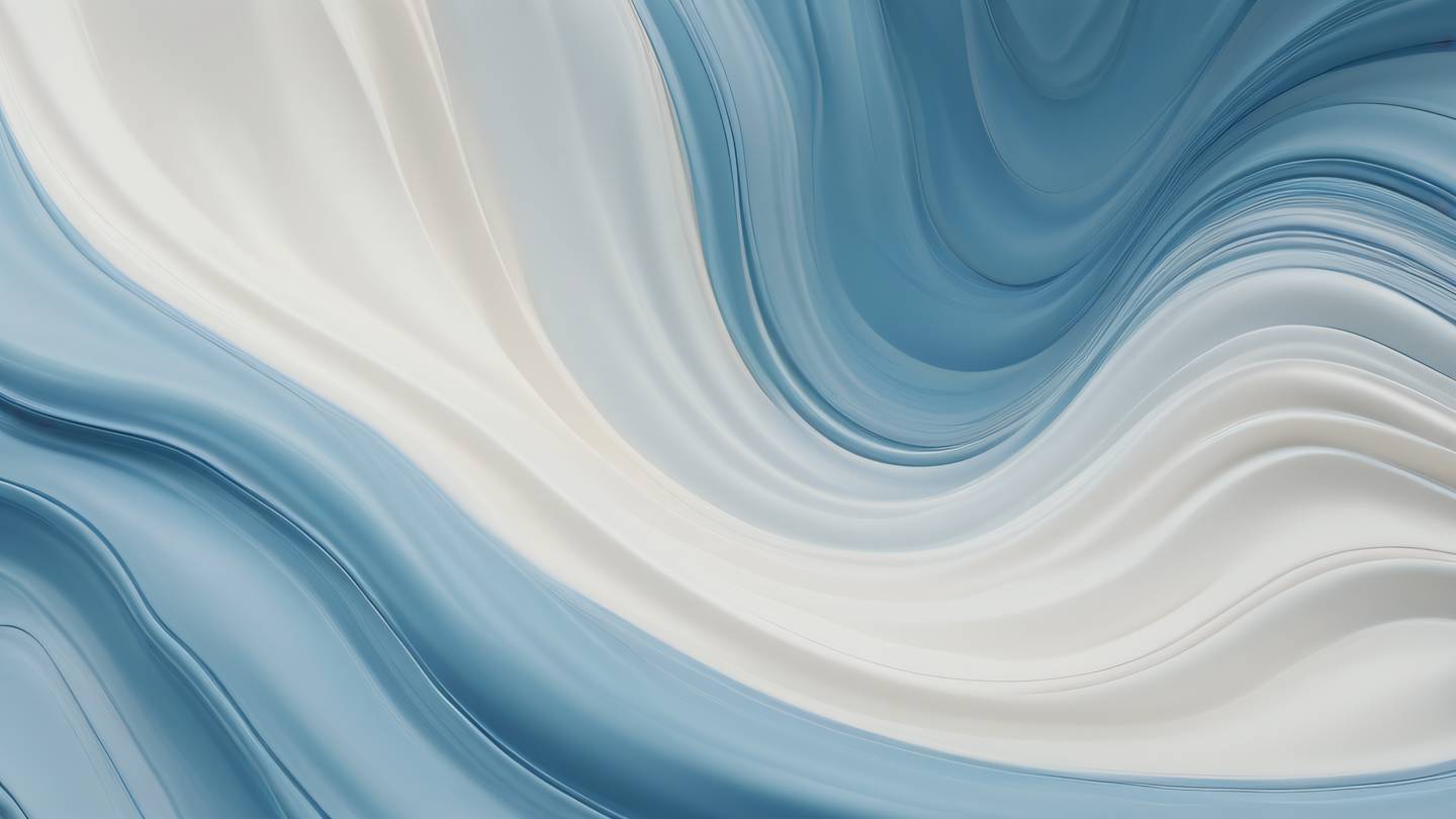 Abstract flowing curves and waves with gradient colors of stone blue and creamy white organic shapes suggesting configuration and customization high-quality ultra-realistic cinematic 8K UHD high resolution sharp and detail shot from top-down perspective