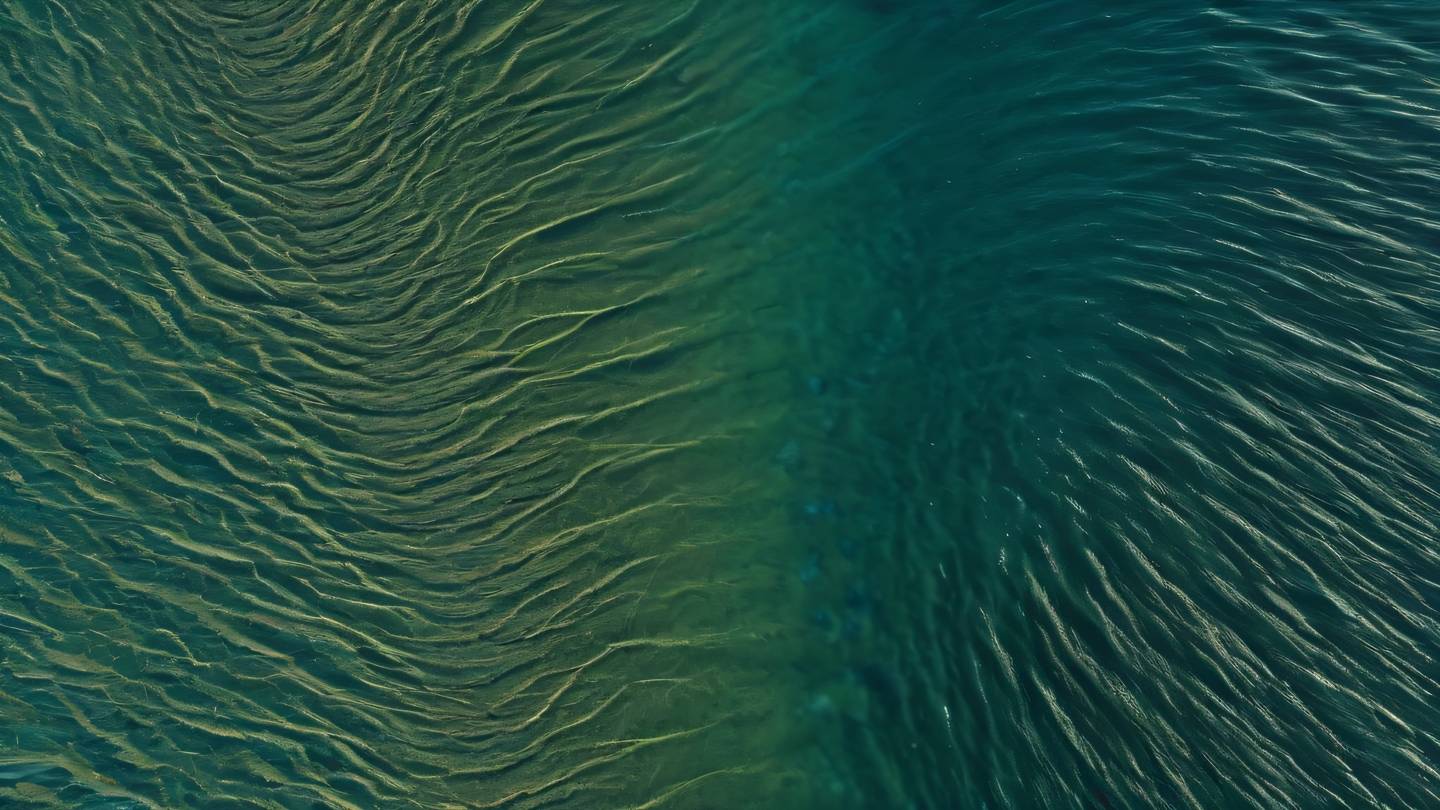 Elegant curved lines in seaweed green and stone blue creating a balanced composition symbolizing harmony and completion high-quality ultra-realistic cinematic 8K UHD high resolution sharp and detail captured from a bird's eye view