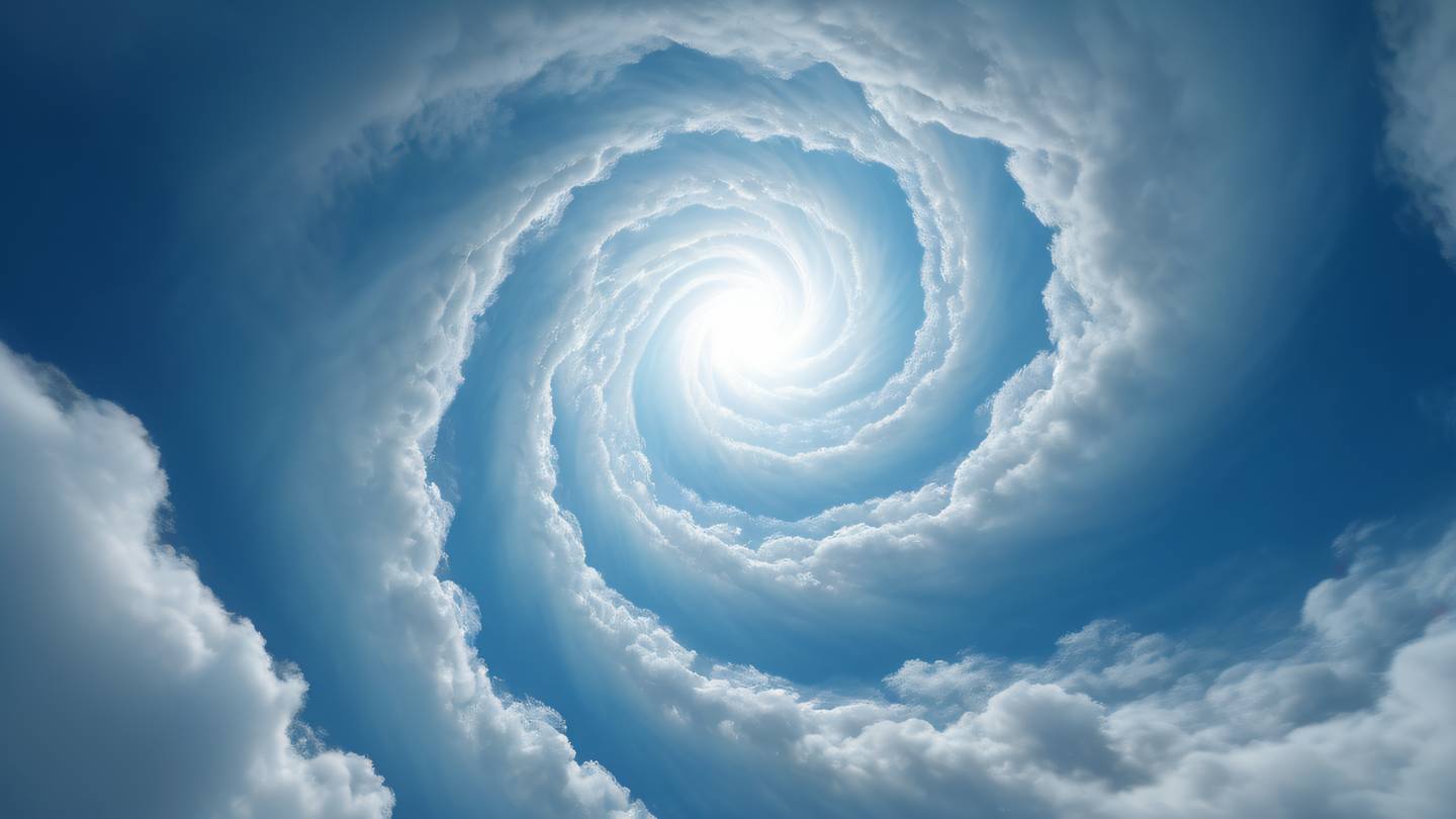 Ethereal cloudscape with breezeway blue and etched glass colors swirling together in a harmonious pattern photographed from a low angle perspective looking upward high-quality ultra-realistic cinematic 8K UHD high resolution sharp and detail