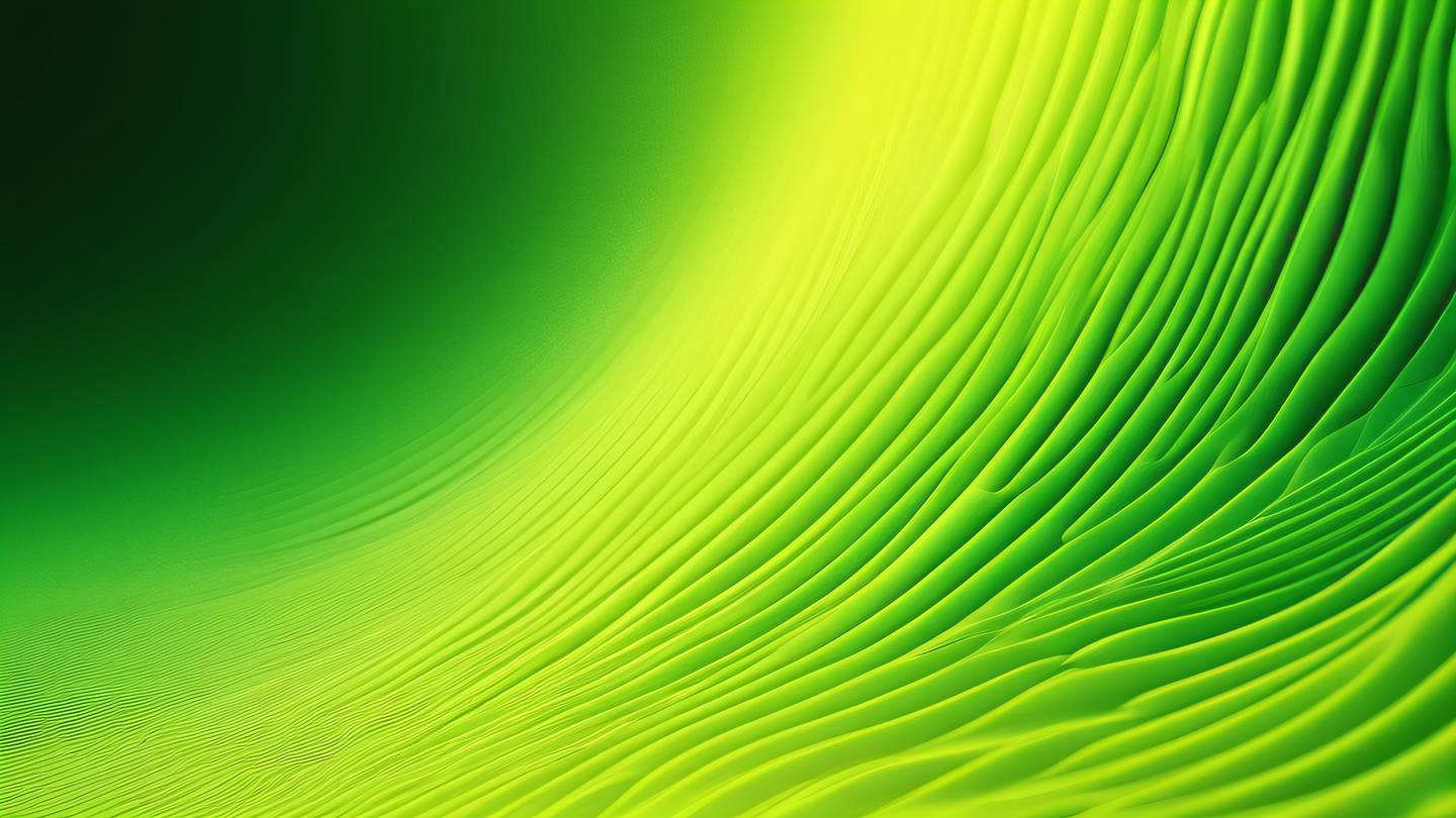 Smooth gradient waves of sunshine yellow transitioning into fluorescent green abstract geometric patterns sharp contrasts ultra-realistic rendering 8K UHD low angle perspective capturing the wave motion high resolution details