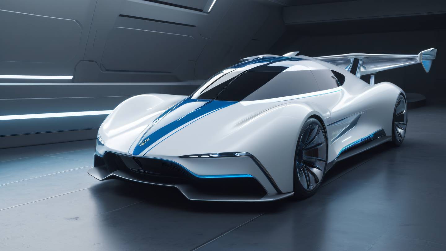 Modern minimalist spaceship exterior with sleek aerodynamic curves. Colors: Bright pearl white brushed aluminum silver and electric blue accents. Dynamic three-quarter view from slightly below ultra-realistic cinematic 8K UHD high resolution sharp and detailed
