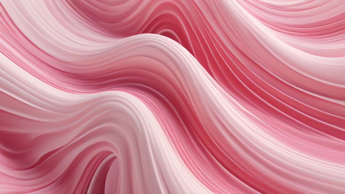 Flowing abstract waves and lines in bright rose and off-white colors creating a sense of movement and connection viewed from a bird's eye perspective. High-quality ultra-realistic cinematic 8K UHD high resolution sharp and detail