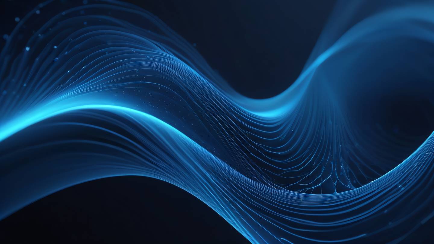 Abstract flowing data streams visualization with smooth curves and nodes colored in indigo and baby blue tones photographed from a diagonal angle with dramatic lighting high-quality ultra-realistic cinematic 8K UHD high resolution sharp and detail